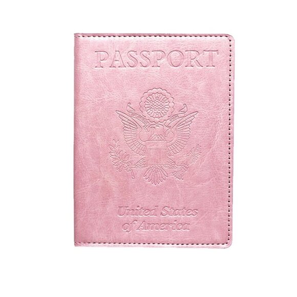 Pink US Passport Book Cover Wallet Folding Travel Papers ID Holder Cruise New - Picture 1 of 6